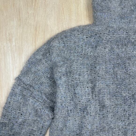 Free People Gray Turtleneck Alpaca Academia Fuzzy Pullover Knit Sweater Small - Picture 3 of 16